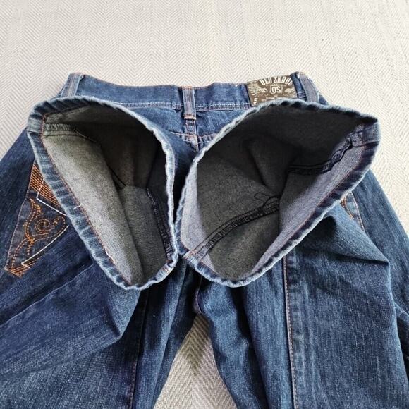 Old Skool Jeans Men's Size 34x30 Wide Leg Denim Pants Y2K Embroidered Pockets - Picture 4 of 16